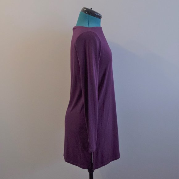 Deep Purple Burgundy Wine Long Sleeve Tunic Shirt - Picture 3 of 9